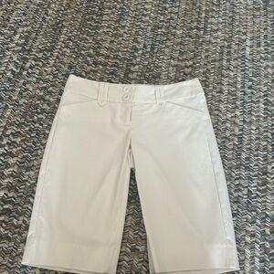 The Limited Cream Bermuda Shorts with Double-Button Waist